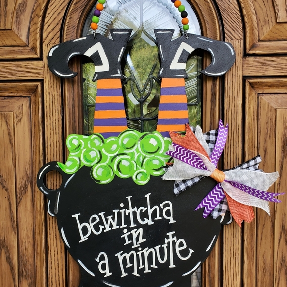 Handmade Halloween Wood Doorhanger.